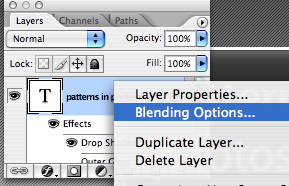 Blending options on a layer