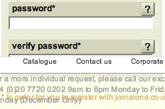 Verify password on Jo Malone site