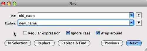 Search and replace dialog