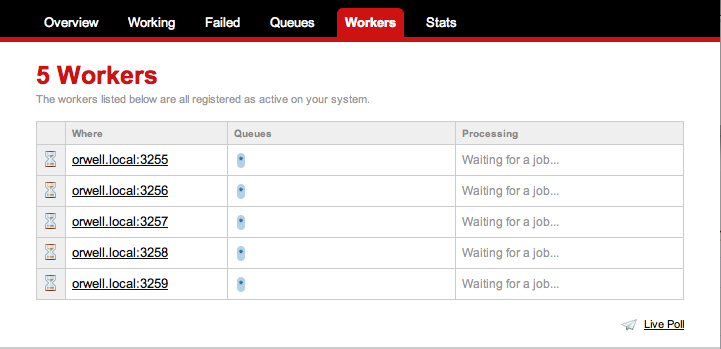 Workers in the Resque GUI