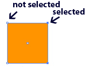 Picture showing anchor points selected and not selected
