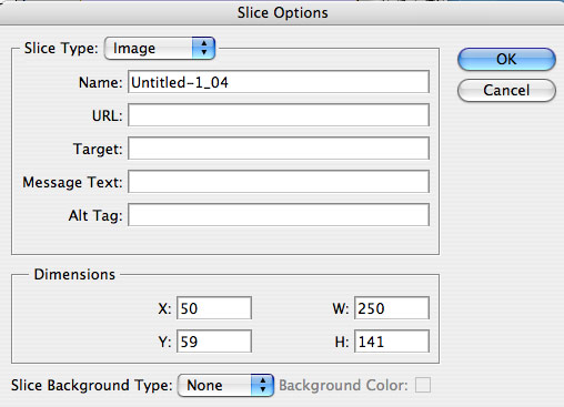 Slice Tool Options