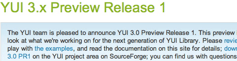 YUI 3.x Preview Release 1